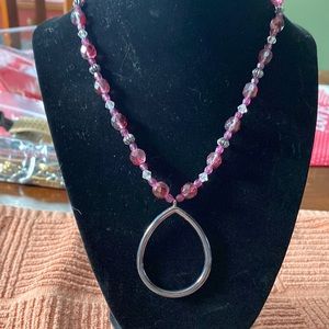 Pink & silver pendant necklace